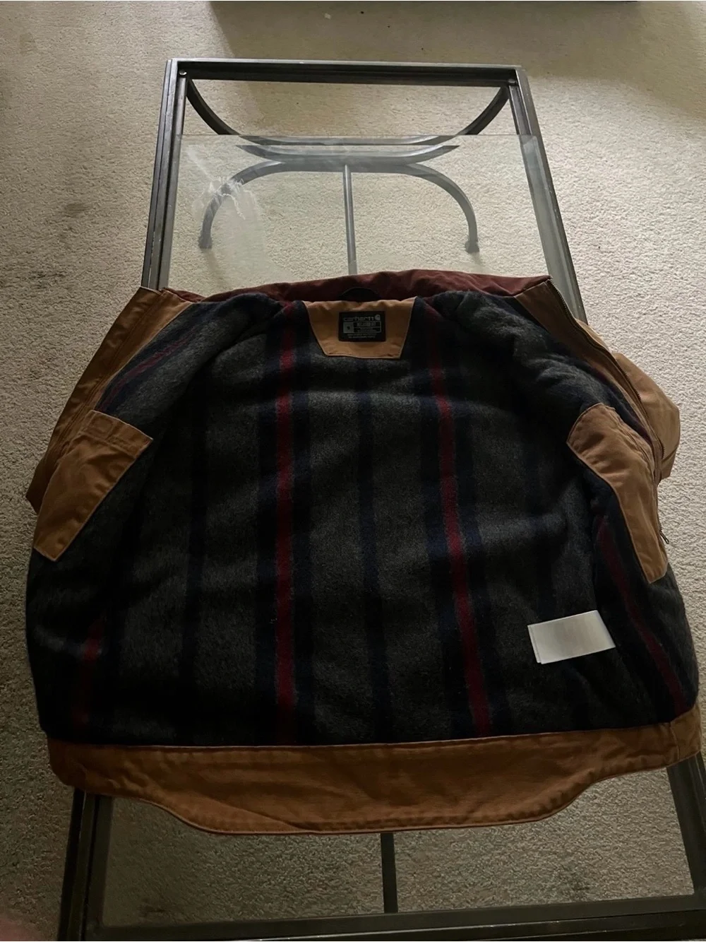 Carhartt Brown Canvas Work Jacket with Dark Corduroy Collar